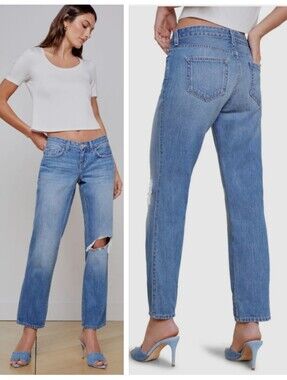 NWT L'AGENCE $315 Nevia Slouchy Straight Leg Jeans "Hilmar Destruct" Women's 29